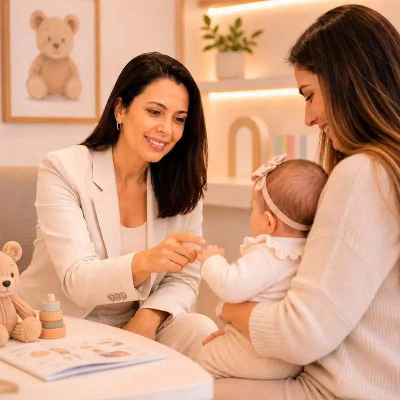 Dra Dani Ramos em atendimento pediátrico humanizado